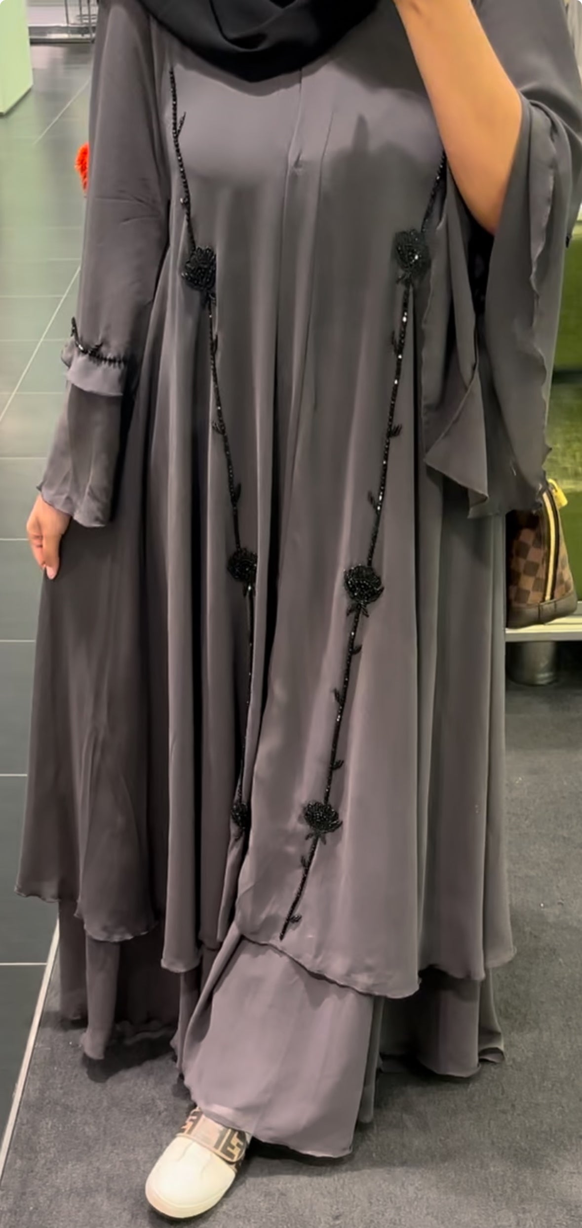 Abaya Gray Flower